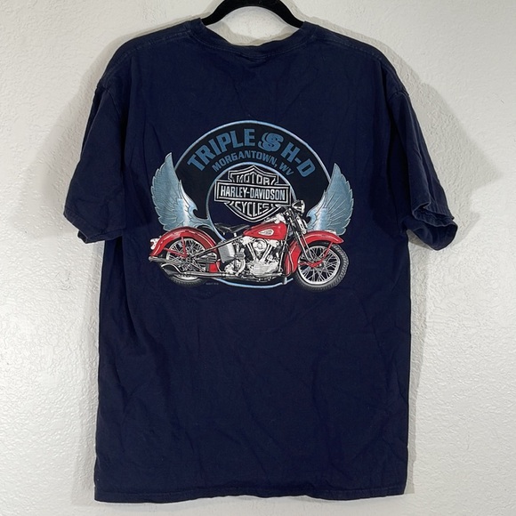 Harley Davidson Navy Blue Wild & Free T Shirt Triple S Morgantown, WV Large Tee - Picture 3 of 6